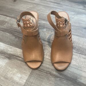 ANTONIO MELANI Tan Block Heel Sandals